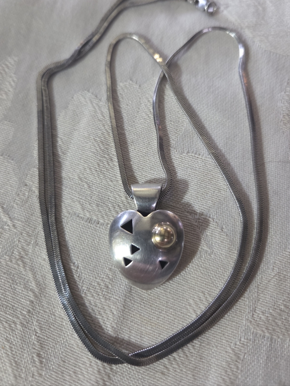 John Atencio Heart Pendant Necklace, SS & 18k, 30 Inches